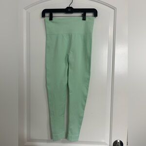 SET ACTIVE Turquoise Teal High Waist Ribbed Leggings size small athleisure